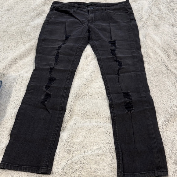 Joe's Jeans Black Distressed Boyfriend Jeans - Picture 1 of 5